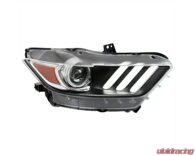 Spec-D LED Strip Xenon HID Projector Headlights - Passenger Side Only (Matte Black Housing/Clear Lens) Ford Mustang | Shelby 2015-2020 - 2LHP-MST15JM-R-RO