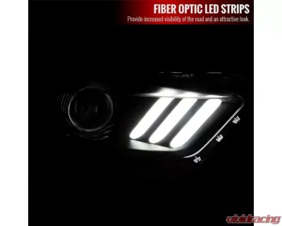 Spec-D LED Strip Xenon HID Projector Headlights - Passenger Side Only (Matte Black Housing/Clear Lens) Ford Mustang | Shelby 2015-2020 - 2LHP-MST15JM-R-RO