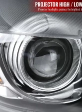 Spec-D LED Strip Xenon HID Projector Headlights - Passenger Side Only (Matte Black Housing/Clear Lens) Ford Mustang | Shelby 2015-2020                                     - 2LHP-MST15JM-R-RO - Image 3