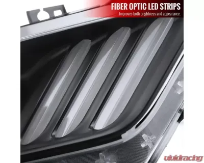 Spec-D LED Strip Xenon HID Projector Headlights - Passenger Side Only (Matte Black Housing/Clear Lens) Ford Mustang | Shelby 2015-2020 - 2LHP-MST15JM-R-RO