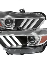Spec-D LED Strip Xenon HID Projector Headlights (Matte Black Housing/Clear Lens) Ford Mustang | Shelby 2015-2020                                     - 2LHP-MST15JM-RO - Image 10