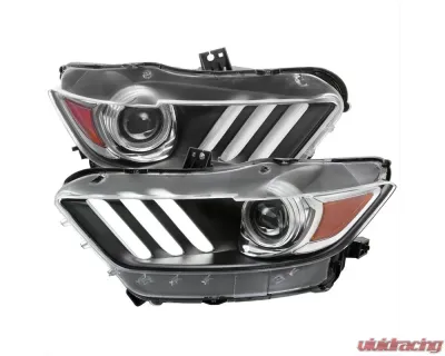 Spec-D LED Strip Xenon HID Projector Headlights (Matte Black Housing/Clear Lens) Ford Mustang | Shelby 2015-2020 - 2LHP-MST15JM-RO