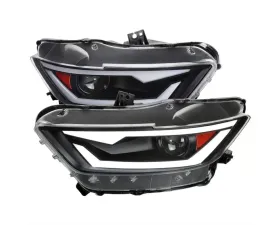 Spec-D LED Bar Xenon HID Projector Headlights (Matte Black Housing/Clear Lens) Ford Mustang | Shelby 2015-2020