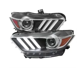 Spec-D OE Style LED Turn Signal Projector Headlights (Matte Black Housing/Clear Lens) Ford Mustang | Shelby 2015-2020