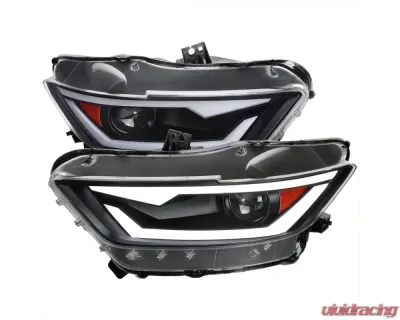 Spec-D Switchback Sequential LED Turn Signal Projector Headlights (Matte Black Housing/Clear Lens) Ford Mustang 2015-2022 - 2LHP-MST15JM-SQ-RS