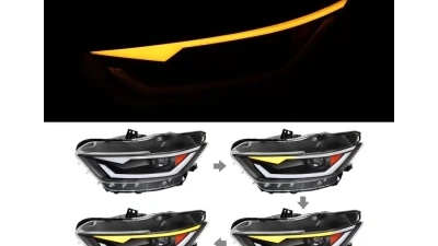 Spec-D Switchback Sequential LED Turn Signal Projector Headlights (Matte Black Housing/Clear Lens) Ford Mustang 2015-2022                                     - 2LHP-MST15JM-SQ-RS - Image 3