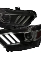 Spec-D LED Strip Xenon HID Projector Headlights (Black Housing/Smoke Lens) Ford Mustang | Shelby 2015-2020                                     - 2LHP-MST15SM-RO - Image 10