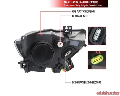 Spec-D LED Strip Xenon HID Projector Headlights (Black Housing/Smoke Lens) Ford Mustang | Shelby 2015-2020 - 2LHP-MST15SM-RO