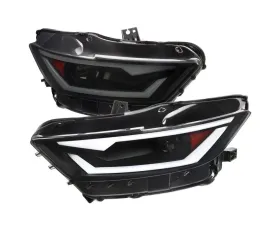 Spec-D LED Bar Xenon HID Projector Headlights (Black Housing/Smoke Lens) Ford Mustang | Shelby 2015-2020
