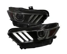 Spec-D OE Style LED Turn Signal Projector Headlights (Matte Black Housing/Smoke Lens) Ford Mustang | Shelby 2015-2020