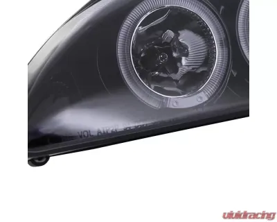 Spec-D Dual Halo Projector Headlights (Glossy Black Housing/Smoke Lens) Ford Mustang 1994-1998 - 2LHP-MST94G-TM