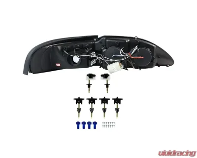 Spec-D Dual Halo Projector Headlights (Glossy Black Housing/Smoke Lens) Ford Mustang 1994-1998 - 2LHP-MST94G-TM