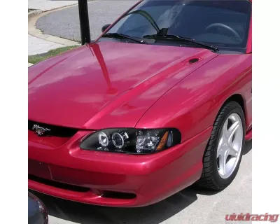 Spec-D Dual Halo Projector Headlights (Glossy Black Housing/Smoke Lens) Ford Mustang 1994-1998 - 2LHP-MST94G-TM