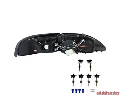 Spec-D Dual Halo V2 Projector Headlights (Glossy Black Housing/Smoke Lens) Ford Mustang 1994-1998 - 2LHP-MST94G-V2-TM