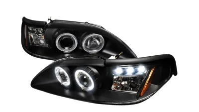 Spec-D Dual Halo Projector Headlights (Matte Black Housing/Clear Lens) Ford Mustang 1994-1998                                     - 2LHP-MST94JM-TM - Image 10