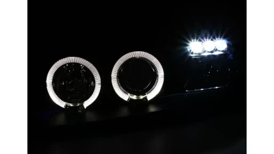 Spec-D Dual Halo Projector Headlights (Matte Black Housing/Clear Lens) Ford Mustang 1994-1998                                     - 2LHP-MST94JM-TM - Image 2