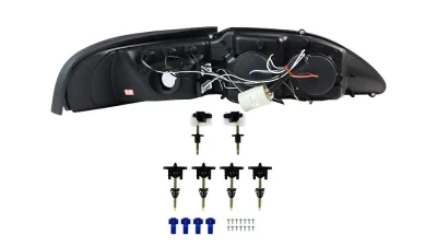 Spec-D Dual Halo Projector Headlights (Matte Black Housing/Clear Lens) Ford Mustang 1994-1998                                     - 2LHP-MST94JM-TM - Image 9