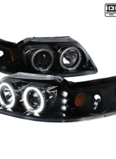Spec-D Dual Halo Projector Headlights (Jet Black Housing/Clear Lens) Ford Mustang 1999-2004                                     - 2LHP-MST99BK-TM - Image 10