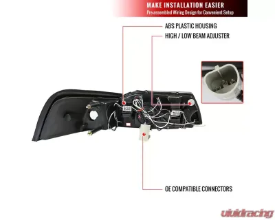 Spec-D Dual Halo Projector Headlights (Jet Black Housing/Clear Lens) Ford Mustang 1999-2004 - 2LHP-MST99BK-TM