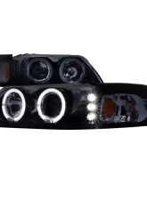 Spec-D Dual Halo Projector Headlights (Glossy Black Housing/Smoke Lens) Ford Mustang 1999-2004                                     - 2LHP-MST99G-TM - Image 10