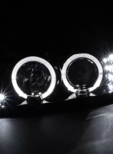 Spec-D Dual Halo Projector Headlights (Glossy Black Housing/Smoke Lens) Ford Mustang 1999-2004                                     - 2LHP-MST99G-TM - Image 2