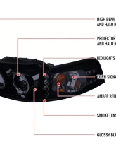 Spec-D Dual Halo Projector Headlights (Glossy Black Housing/Smoke Lens) Ford Mustang 1999-2004                                     - 2LHP-MST99G-TM - Image 7