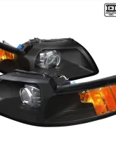 Spec-D Projector Headlights w/ Amber Reflectors (Matte Black Housing/Clear Lens) Ford Mustang 1999-2004                                     - 2LHP-MST99JM-RS - Image 10
