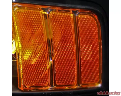 Spec-D Projector Headlights w/ Amber Reflectors (Matte Black Housing/Clear Lens) Ford Mustang 1999-2004 - 2LHP-MST99JM-RS