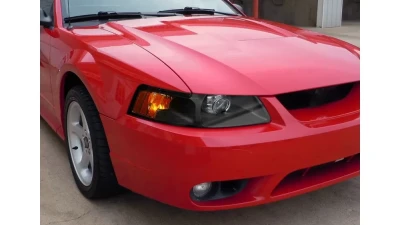 Spec-D Projector Headlights w/ Amber Reflectors (Matte Black Housing/Clear Lens) Ford Mustang 1999-2004                                     - 2LHP-MST99JM-RS - Image 10