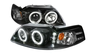 Spec-D Dual Halo Projector Headlights (Matte Black Housing/Clear Lens) Ford Mustang 1999-2004                                     - 2LHP-MST99JM-TM - Image 10