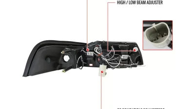 Spec-D Dual Halo Projector Headlights (Matte Black Housing/Clear Lens) Ford Mustang 1999-2004                                     - 2LHP-MST99JM-TM - Image 10