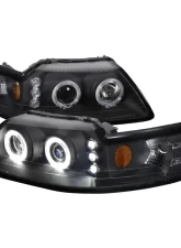 Spec-D Dual Halo V2 Projector Headlights (Matte Black Housing/Clear Lens) Ford Mustang 1999-2004                                     - 2LHP-MST99JM-V2-RS - Image 10