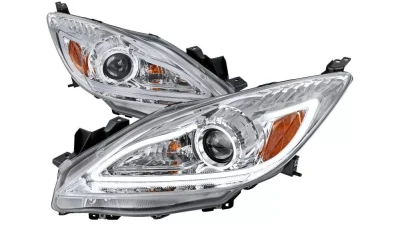 Spec-D Projector Headlights w/ LED Light Strip (Chrome Housing/Clear Lens) Mazda 3 2010-2013                                     - 2LHP-MZ310-TM - Image 10