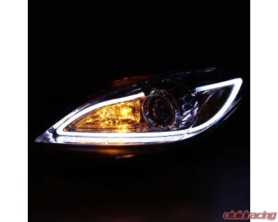 Spec-D Projector Headlights w/ LED Light Strip (Chrome Housing/Clear Lens) Mazda 3 2010-2013 - 2LHP-MZ310-TM
