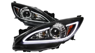 Spec-D Projector Headlights w/ LED Light Strip (Matte Black Housing/Clear Lens) Mazda 3 2010-2013                                     - 2LHP-MZ310JM-TM - Image 10