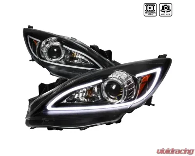 Spec-D Projector Headlights w/ LED Light Strip (Matte Black Housing/Clear Lens) Mazda 3 2010-2013 - 2LHP-MZ310JM-TM