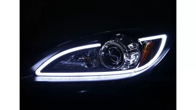 Spec-D Projector Headlights w/ LED Light Strip (Matte Black Housing/Clear Lens) Mazda 3 2010-2013                                     - 2LHP-MZ310JM-TM - Image 2