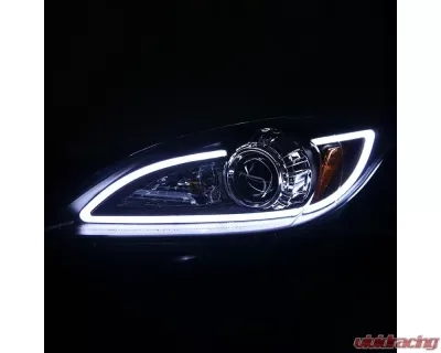 Spec-D Projector Headlights w/ LED Light Strip (Matte Black Housing/Clear Lens) Mazda 3 2010-2013 - 2LHP-MZ310JM-TM