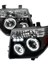 Spec-D Dual Halo Projector Headlights (Matte Black Housing/Clear Lens) Nissan Frontier | Pathfinder 2005-2008                                     - 2LHP-PATH05JM-TM - Image 9