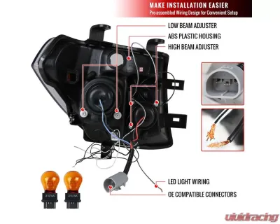 Spec-D Dual Halo Projector Headlights (Matte Black Housing/Clear Lens) Nissan Frontier | Pathfinder 2005-2008 - 2LHP-PATH05JM-TM