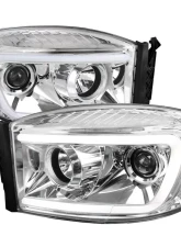 Spec-D Switchback LED C-Bar Projector Headlights (Chrome Housing/Clear Lens) Dodge Ram 2006-2009                                     - 2LHP-RAM06-G2-TM - Image 10