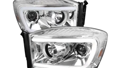 Spec-D Switchback LED C-Bar Projector Headlights (Chrome Housing/Clear Lens) Dodge Ram 2006-2009                                     - 2LHP-RAM06-G2-TM - Image 10