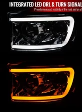 Spec-D Switchback LED C-Bar Projector Headlights (Chrome Housing/Clear Lens) Dodge Ram 2006-2009                                     - 2LHP-RAM06-G2-TM - Image 2