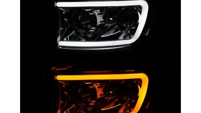 Spec-D Switchback LED C-Bar Projector Headlights (Chrome Housing/Clear Lens) Dodge Ram 2006-2009                                     - 2LHP-RAM06-G2-TM - Image 2