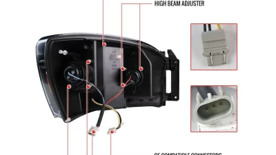 Spec-D Switchback LED C-Bar Projector Headlights (Chrome Housing/Clear Lens) Dodge Ram 2006-2009                                     - 2LHP-RAM06-G2-TM - Image 8