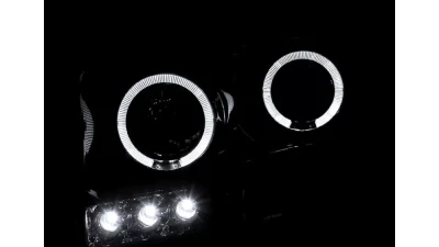 Spec-D Dual Halo Projector Headlights (Glossy Black Housing/Smoked Lens) Dodge Ram 2006-2009                                     - 2LHP-RAM06G-TM - Image 2