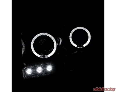 Spec-D Dual Halo Projector Headlights (Glossy Black Housing/Smoked Lens) Dodge Ram 2006-2009 - 2LHP-RAM06G-TM