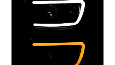 Spec-D Switchback LED C-Bar Projector Headlights (Matte Black Housing/Clear Lens) Dodge Ram 2006-2009                                     - 2LHP-RAM06JM-G2-TM - Image 2