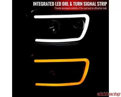 Spec-D Switchback LED C-Bar Projector Headlights (Matte Black Housing/Clear Lens) Dodge Ram 2006-2009 - 2LHP-RAM06JM-G2-TM