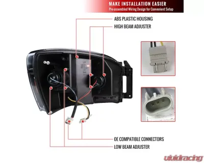 Spec-D Switchback LED C-Bar Projector Headlights (Matte Black Housing/Clear Lens) Dodge Ram 2006-2009 - 2LHP-RAM06JM-G2-TM